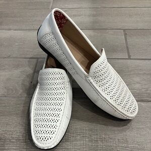Stacy Adams Men’s White Slip-On Loafers | Size 12M | Perforated Leather Lining